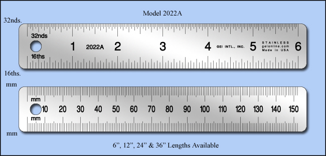 General Purpose Stainless Steel Rulers Inch Metric 1 16